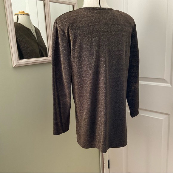 ENCORE, GOLD & BLACK METALLIC CARDIGAN/BLOUSE, SIZE: 1X - Picture 4 of 11